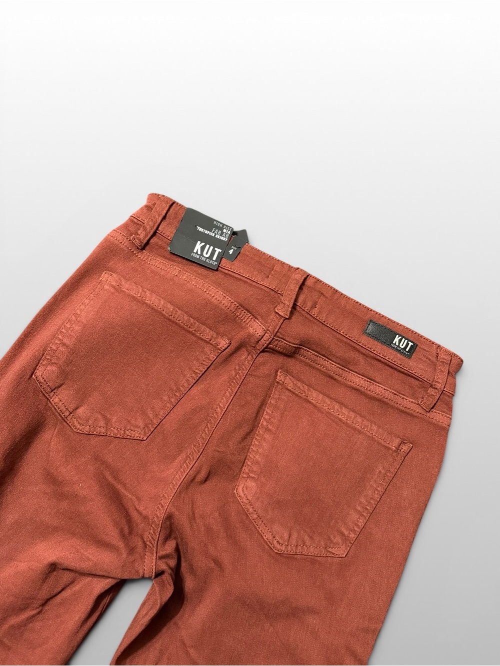 KUT From The Kloth Mia High Rise Fab Ab Toothpick Jeans Rust 4